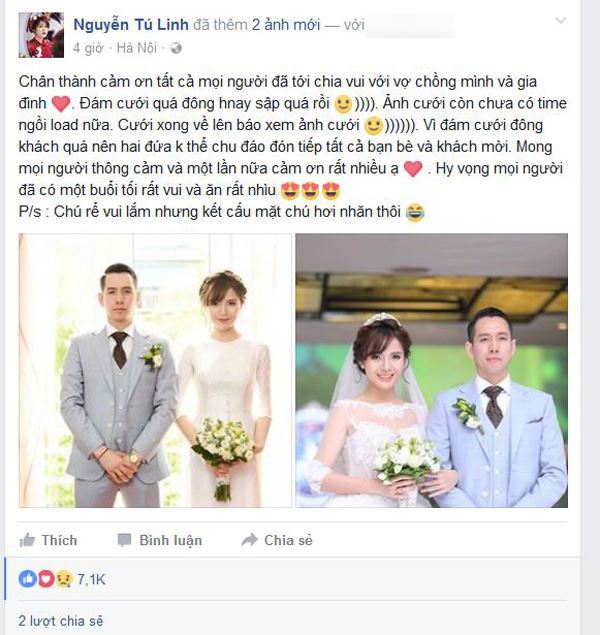lời cảm ơn sau đám cưới