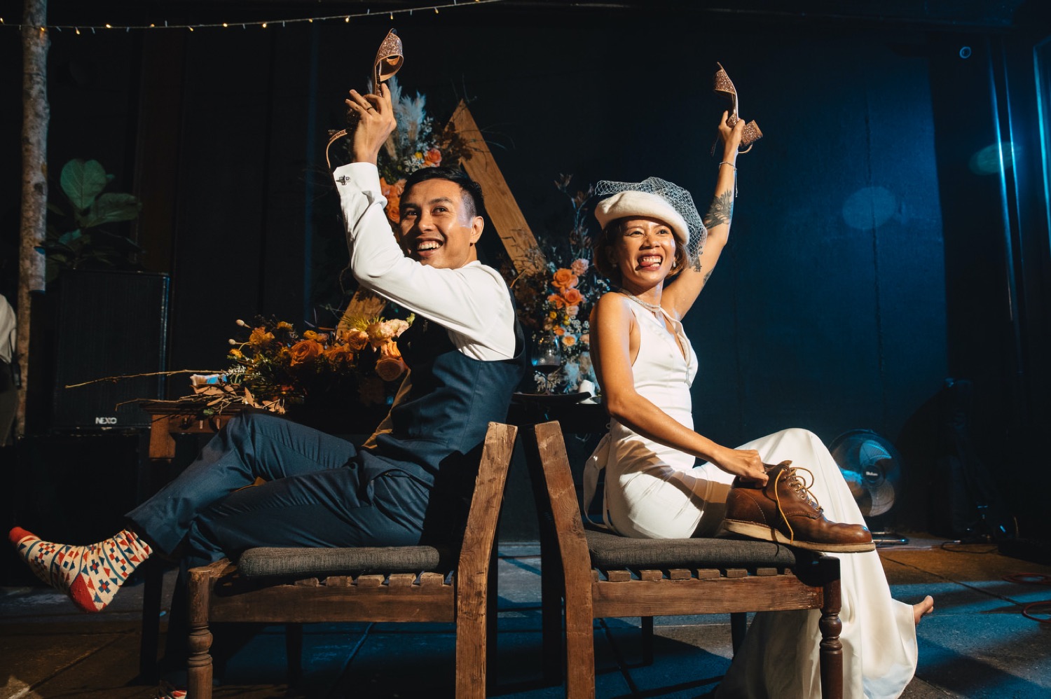 Small intimate Wedding photographs of a vespa couple at restaurant Pizza 4P%E2%80%99s in Saigon Vietnam. .jpg
