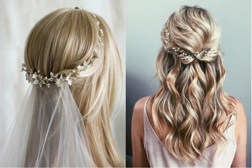 half-tied wedding hair