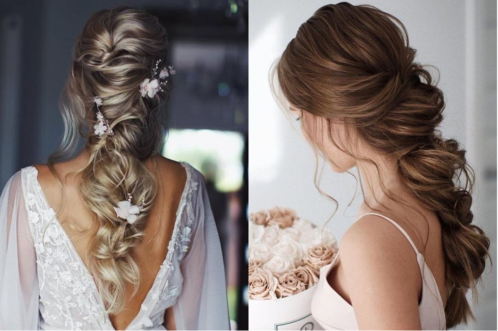 Puffy braided wedding hair