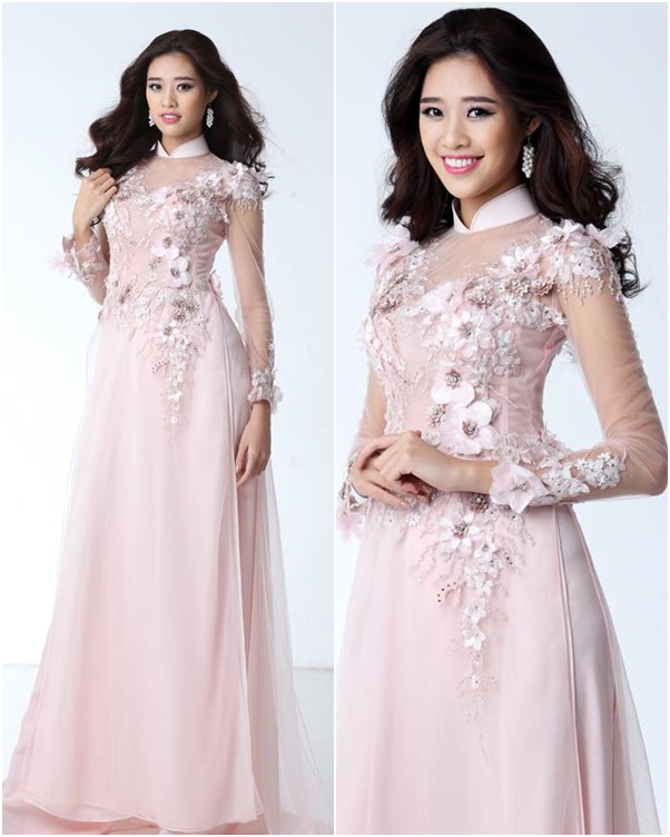 Marry Blog :: Áo Dài Cưới Đẹp Màu Hồng Phấn Kết Hoa Nổi 3D