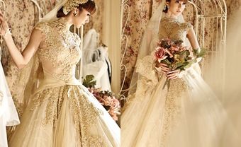 Những mẫu áo cưới vàng ánh kim cho mùa thu - Blog Marry