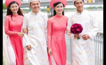 Áo dài phụ dâu phụ rể trắng - hồng - Blog Marry