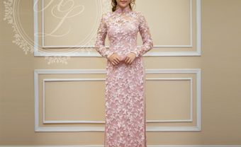 Áo dài cưới ren màu hồng phấn - Blog Marry