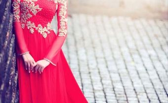 Áo dài cưới đỏ đính họa tiết sang trọng - Blog Marry