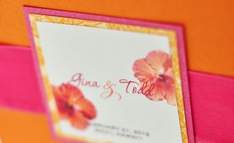 Thiệp cưới đẹp màu cam phối hồng cánh sen - Blog Marry