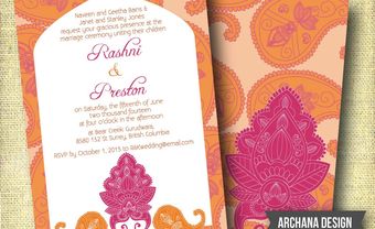 Thiệp cưới đẹp màu cam hoa văn trang trí phương Đông - Blog Marry