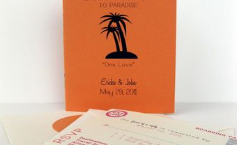 Thiệp cưới đẹp màu cam kiểu passport - Blog Marry