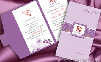 Thiệp cưới đẹp màu tím in chữ song hỷ  - Blog Marry