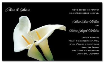 Thiệp cưới đẹp màu đen in hình hoa ly trắng  - Blog Marry