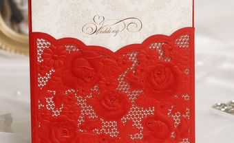 Thiệp cưới đẹp màu đỏ phong cách ren nổi - Blog Marry