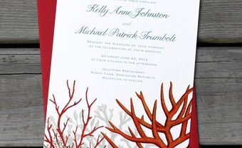 Thiệp cưới đẹp màu đỏ phong cách biển - Blog Marry