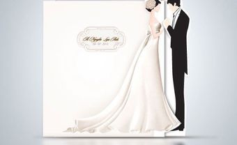 Thiệp cưới đẹp màu trắng hình cô dâu chú rể - Blog Marry