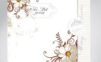 Thiệp cưới đẹp màu trắng hoa văn nâu - Blog Marry