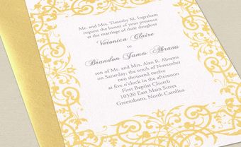 Thiệp cưới đẹp màu vàng hoa văn vector đơn giản - Blog Marry