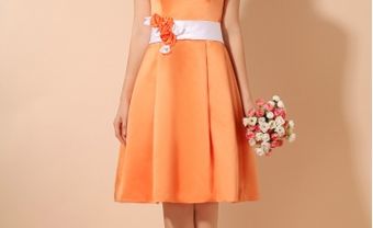 Váy phụ dâu màu cam ngắn cúp ngực xinh - Blog Marry