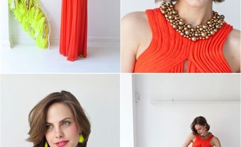 Váy phụ dâu màu cam với vòng cổ - Blog Marry
