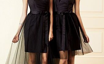 Váy phụ dâu màu đen ngắn cúp ngực kết hợp voan mong - Blog Marry