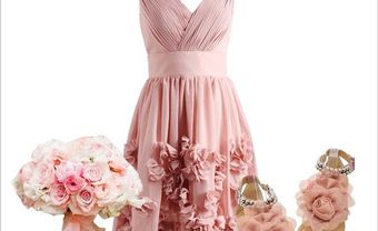 Váy phụ dâu màu hồng kết hợp phụ kiện cùng màu - Blog Marry
