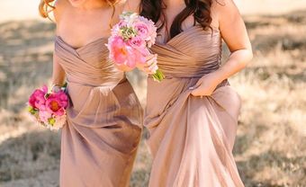 Váy phụ dâu màu nude cúp ngực dáng dài gợi cảm - Blog Marry