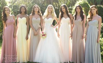 Váy phụ dâu màu nude cúp ngực dáng dài thướt tha - Blog Marry