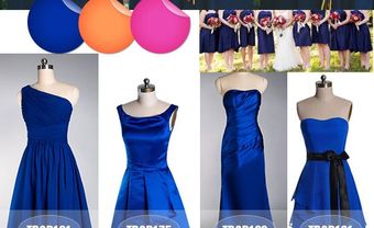 Các kiểu váy phụ dâu màu xanh dương dáng ngắn - Blog Marry