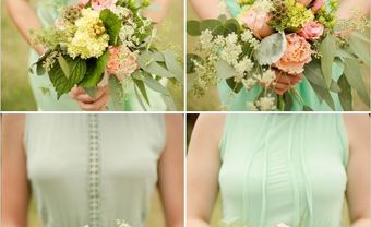 Váy phụ dâu màu xanh lá nhạt chất vải mềm - Blog Marry