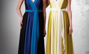 Váy phụ dâu xanh dương phối màu - Blog Marry