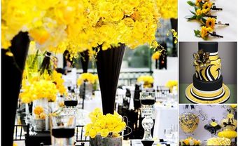 Hoa cưới trang trí màu vàng kết từ hoa lan và hoa hồng - Blog Marry