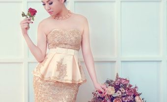 Áo cưới màu vàng peplum và chân váy đuôi cá  - Blog Marry