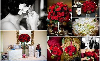 Hoa trang trí đám cưới kết từ hồng nhung và đồng tiền đỏ - Blog Marry