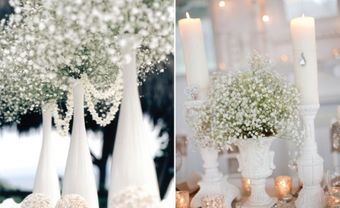 Hoa trang trí tiệc cưới thanh lịch với hoa bi trắng - Blog Marry