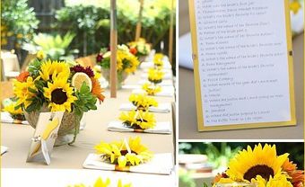 Hoa trang trí tiệc cưới nổi bật với hoa hướng dương - Blog Marry