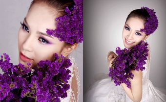 Tóc cưới cài hoa salem tím - Blog Marry