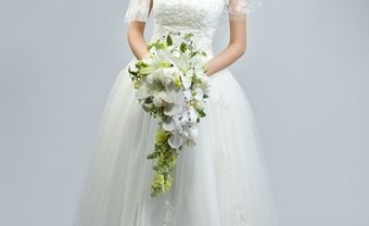 Áo cưới trắng xòe tay ngắn vai trong suốt - Blog Marry