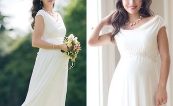 Váy cưới cổ thuyền suôn cho cô dâu bầu - Blog Marry