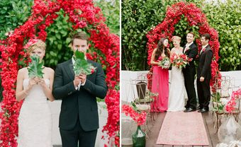 Cổng hoa cưới màu đỏ kết từ hoa lan rừng - Blog Marry