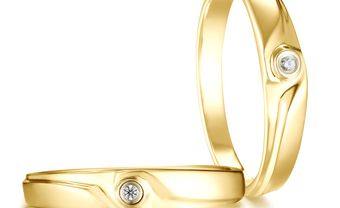 Nhẫn cưới vàng đính kim cương hoa văn lượn sóng - Blog Marry