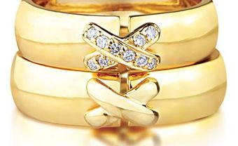 Nhẫn cưới vàng mặt nhẫn chữ X đính đá độc đáo - Blog Marry