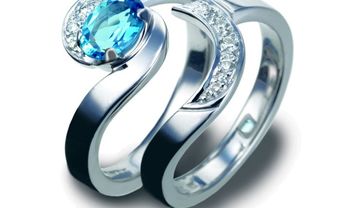 Nhẫn cưới vàng trắng đính ngọc biển xanh tuyệt đẹp - Blog Marry