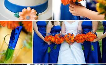 Theme cưới màu xanh hoàng gia và màu cam nổi bật - Blog Marry