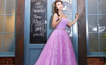 Váy cưới voan cúp ngực dáng xòe màu tím ngọt ngào - Blog Marry