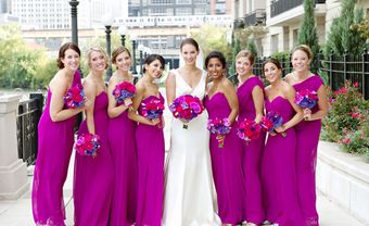 Váy phụ dâu màu tím voan suôn dài - Blog Marry