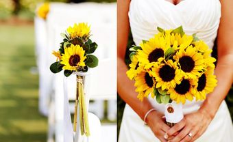 Hoa cưới cầm tay kết từ hoa hướng dương - Blog Marry
