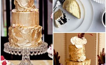 Bánh cưới đẹp vị chocolate phủ bột vàng ánh kim - Blog Marry