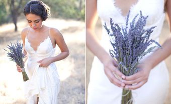 Hoa cầm tay cô dâu màu tím kết từ hoa lavender sang trọng - Blog Marry