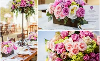 Hoa trang trí đám cưới màu hồng tím kết từ hoa hồng - Blog Marry