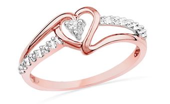 Nhẫn cưới vàng hồng kiểu dáng hình trái tim đính kim cương - Blog Marry