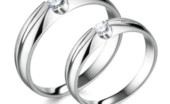 Nhẫn cưới vàng trắng đính kim cương đơn giản - Blog Marry