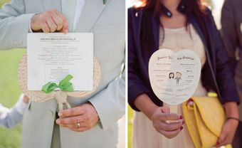 Quà cảm ơn khách mời: Quạt giấy có in thông tin về lễ cưới - Blog Marry